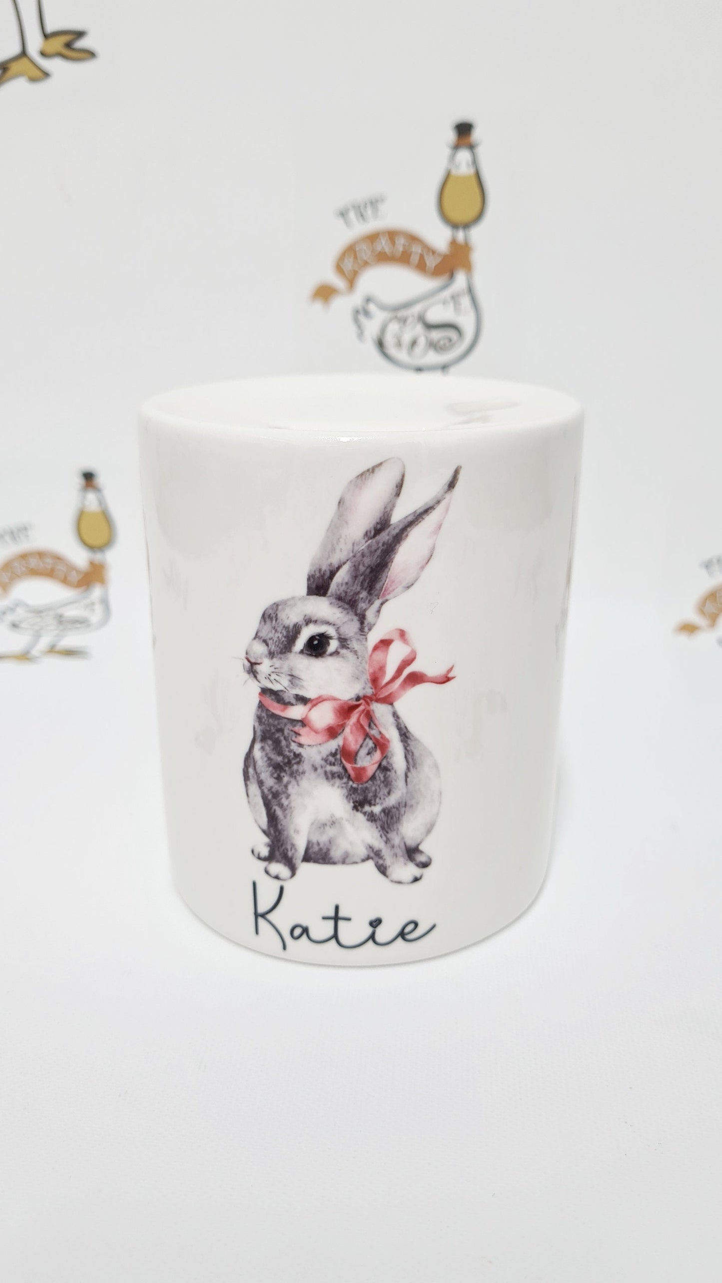 Personalised Rabbit Money Box, Coin Saver, Children's Piggy Bank, Easter Gift for Kids