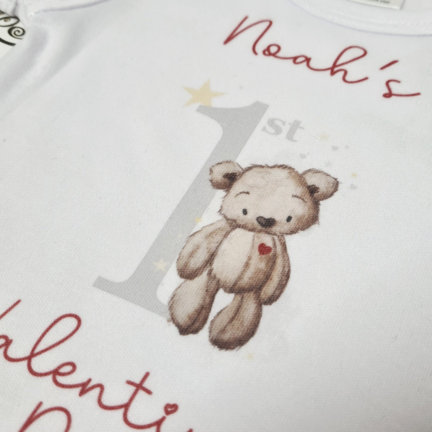 Personalised First Valentines Day Baby Vest Bodysuit | Valentine's Day | Watercolour Bear | New Baby | Love |