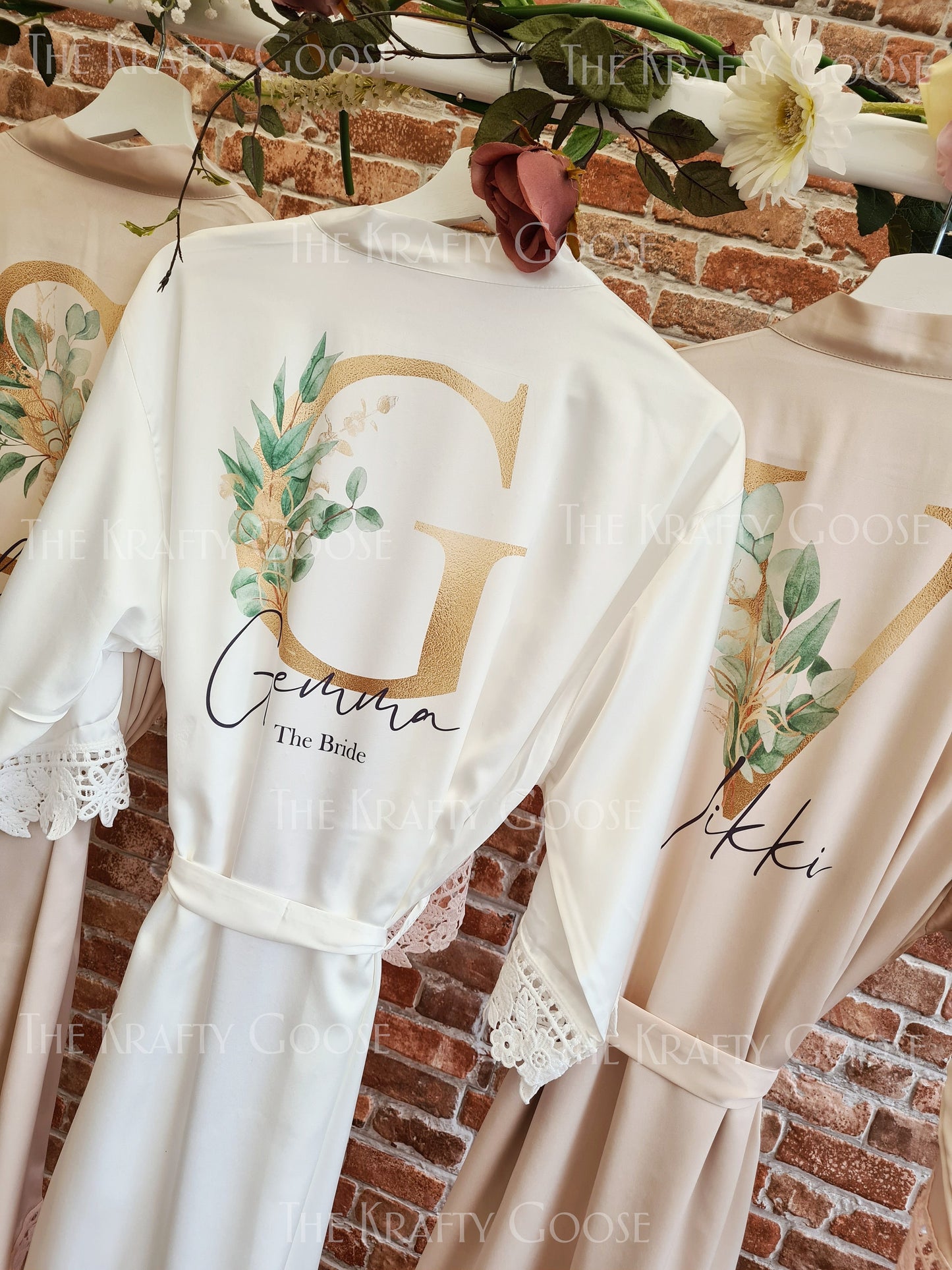 Personalised Robes / Dressing Gown - Lace Edge