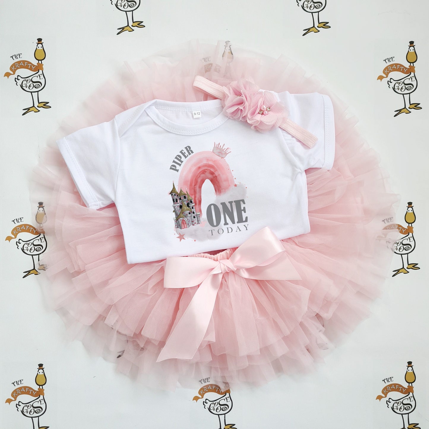 Personalised Tutu Set with Vest and Headband - First Birthday Cake Smash Outfit