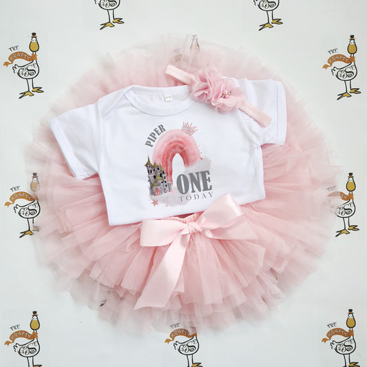 Personalised Tutu Set with Vest and Headband - First Birthday Cake Smash Outfit