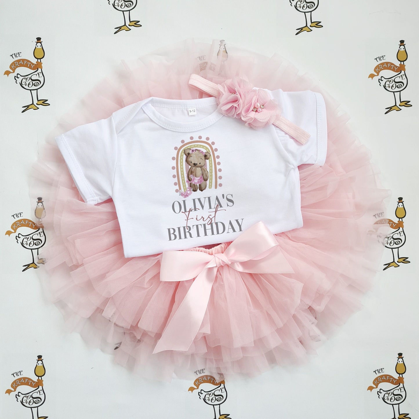 Personalised Tutu Set with Vest and Headband - First Birthday Cake Smash Outfit