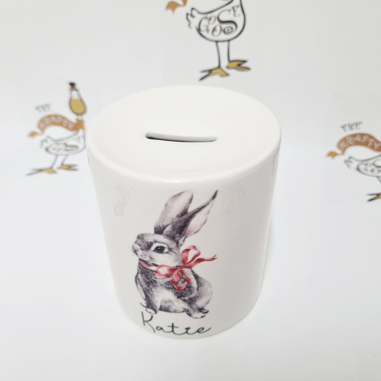 Personalised Rabbit Money Box, Coin Saver, Children's Piggy Bank, Easter Gift for Kids