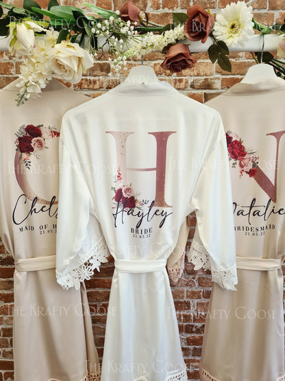 Personalised Robes / Dressing Gown - Lace Edge