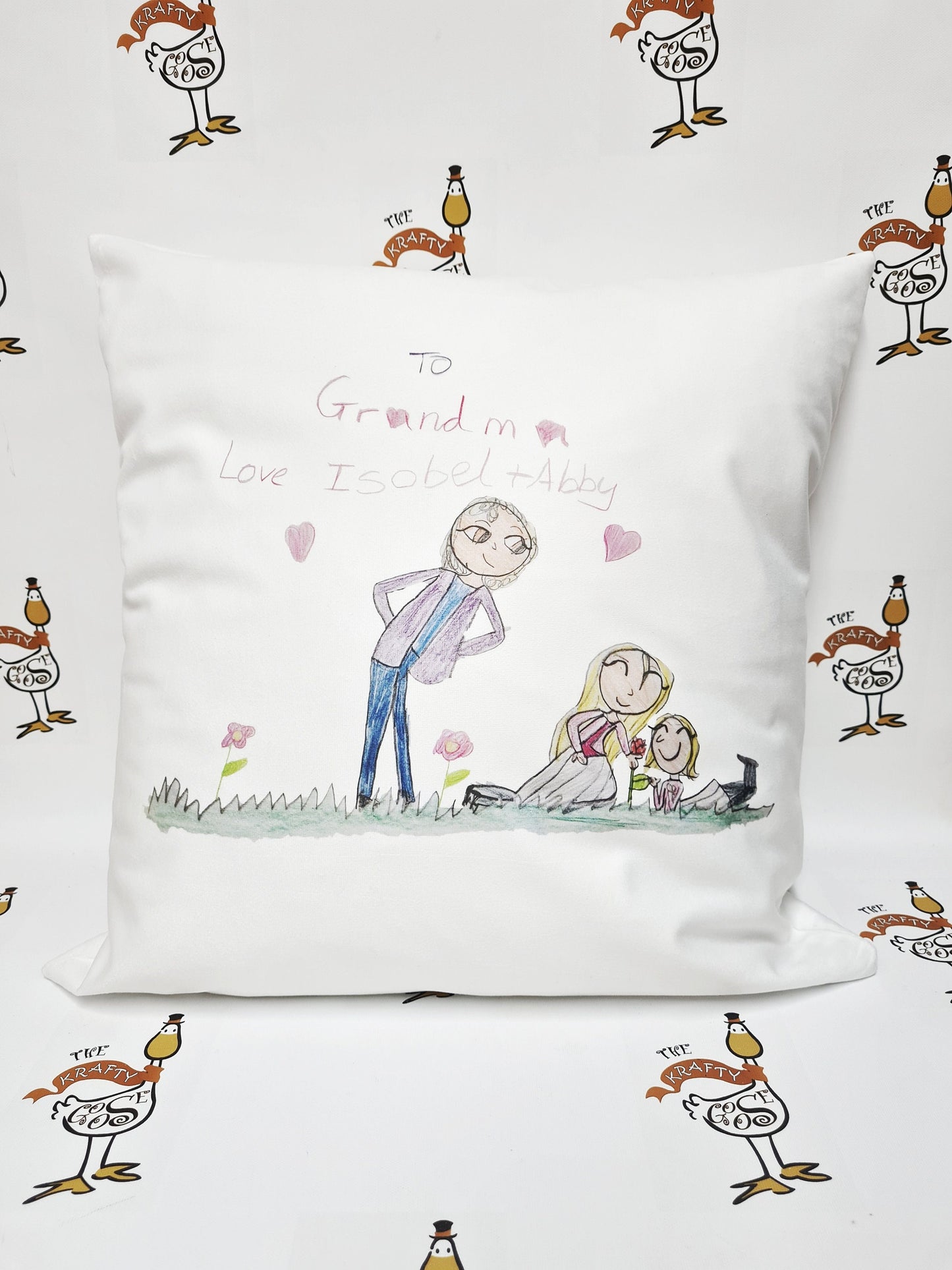 CUSTOM Bespoke Kid's Drawing Cushion | Artwork Pillow | Soft Charpie Cushion | Gift for Mum | Gifts for Nan | Unique Gift Ideas