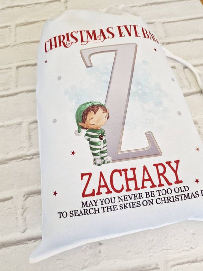 Christmas Eve Bag, Alternative to Christmas Eve Box, Stocking Filler, Santa Sack, Nice List Treat Bag for Pyjamas, PJs Gift Father Christmas