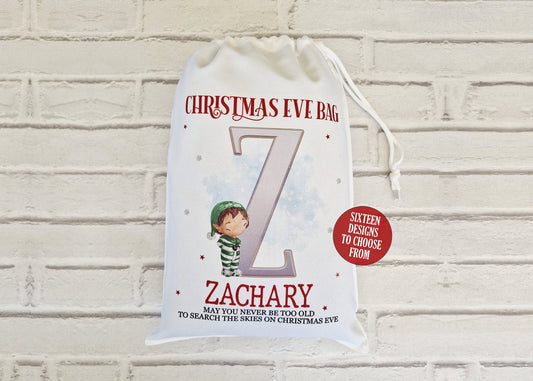 Christmas Eve Bag, Alternative to Christmas Eve Box, Stocking Filler, Santa Sack, Nice List Treat Bag for Pyjamas, PJs Gift Father Christmas