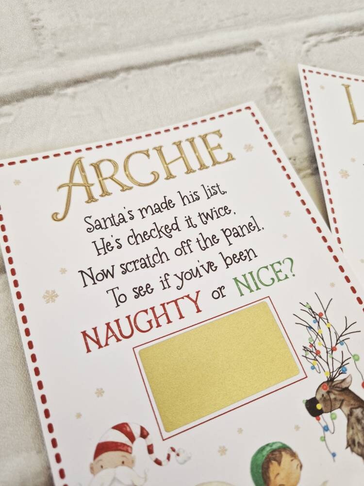 Naughty or Nice List Scratch Off Card