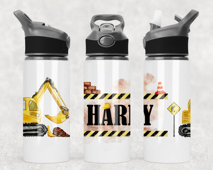 Personalised Excavator Digger Lunch Bag, Bottle Bundle, Back to School Cool Bag Lunch Box, Kids Toddler Nursery, Construction Vehicle Design