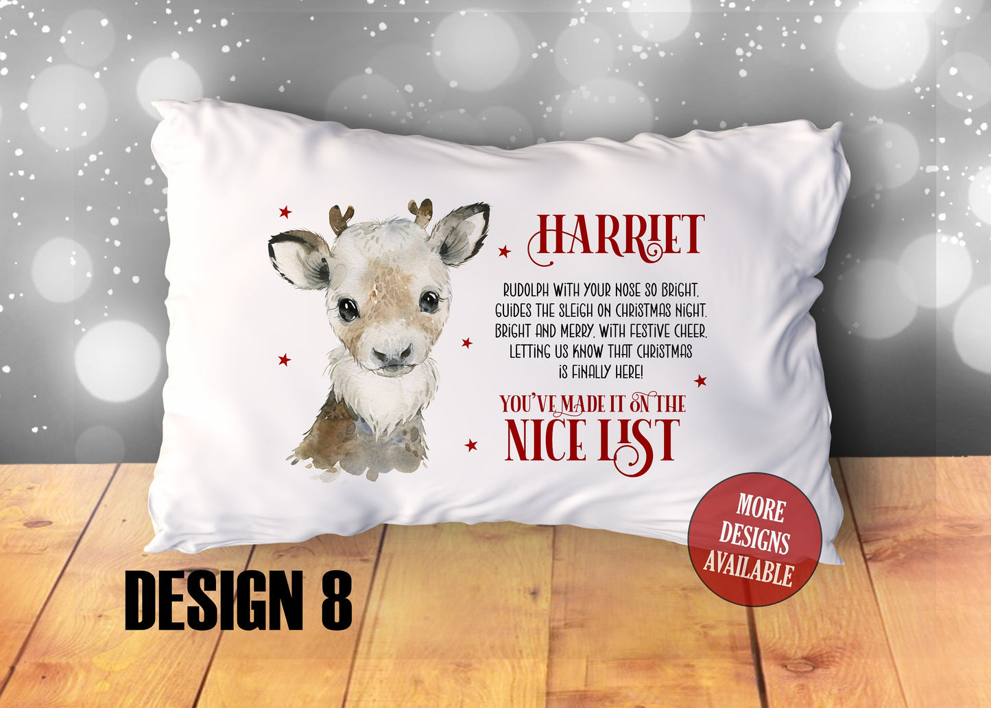 Christmas Pillowcase, Personalised Cushion, Christmas Eve Box, Stocking Filler, Father Christmas Pillow, Gamer Gift, Nice List, Reindeer