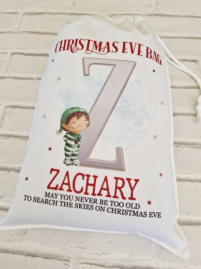 Christmas Eve Bag, Alternative to Christmas Eve Box, Stocking Filler, Santa Sack, Nice List Treat Bag for Pyjamas, PJs Gift Father Christmas