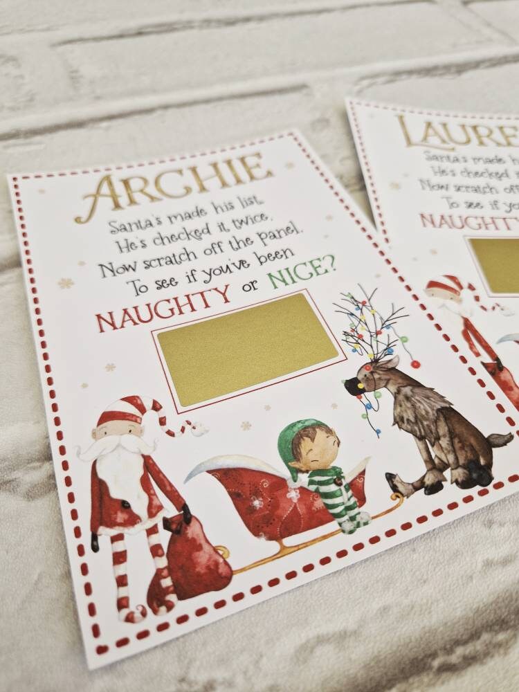 Naughty or Nice List Scratch Off Card