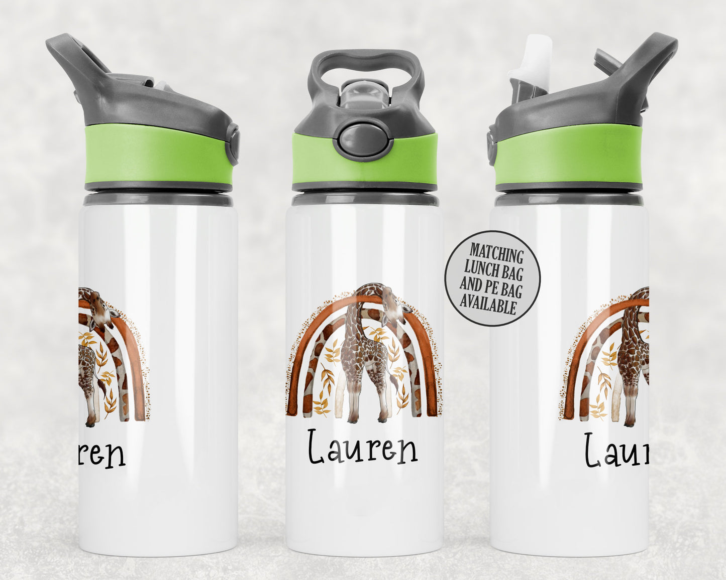 Personalised Giraffe Safari Lunch Bag, Bottle Bundle, Back to School Cool Bag Lunch Box Kids Toddler Nursery, Unique Safari Design