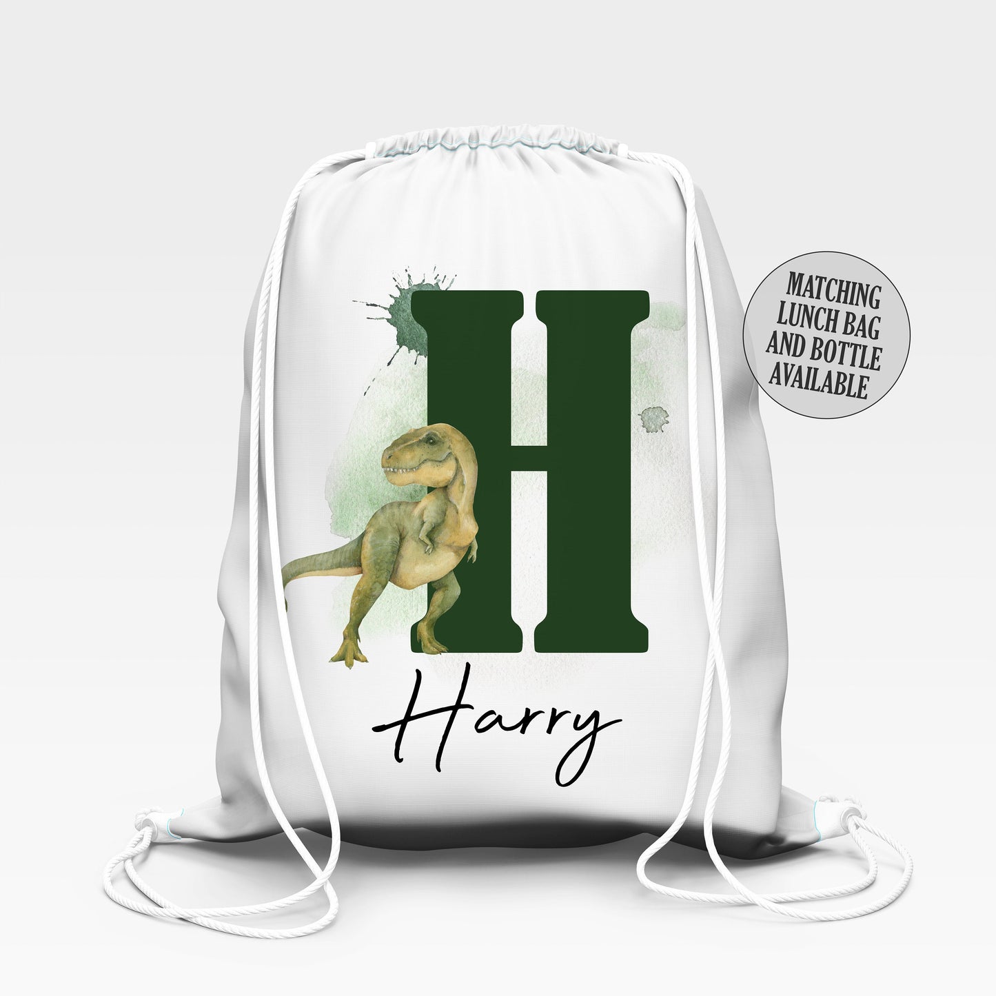 Dinosaur Green Initial Water Bottle