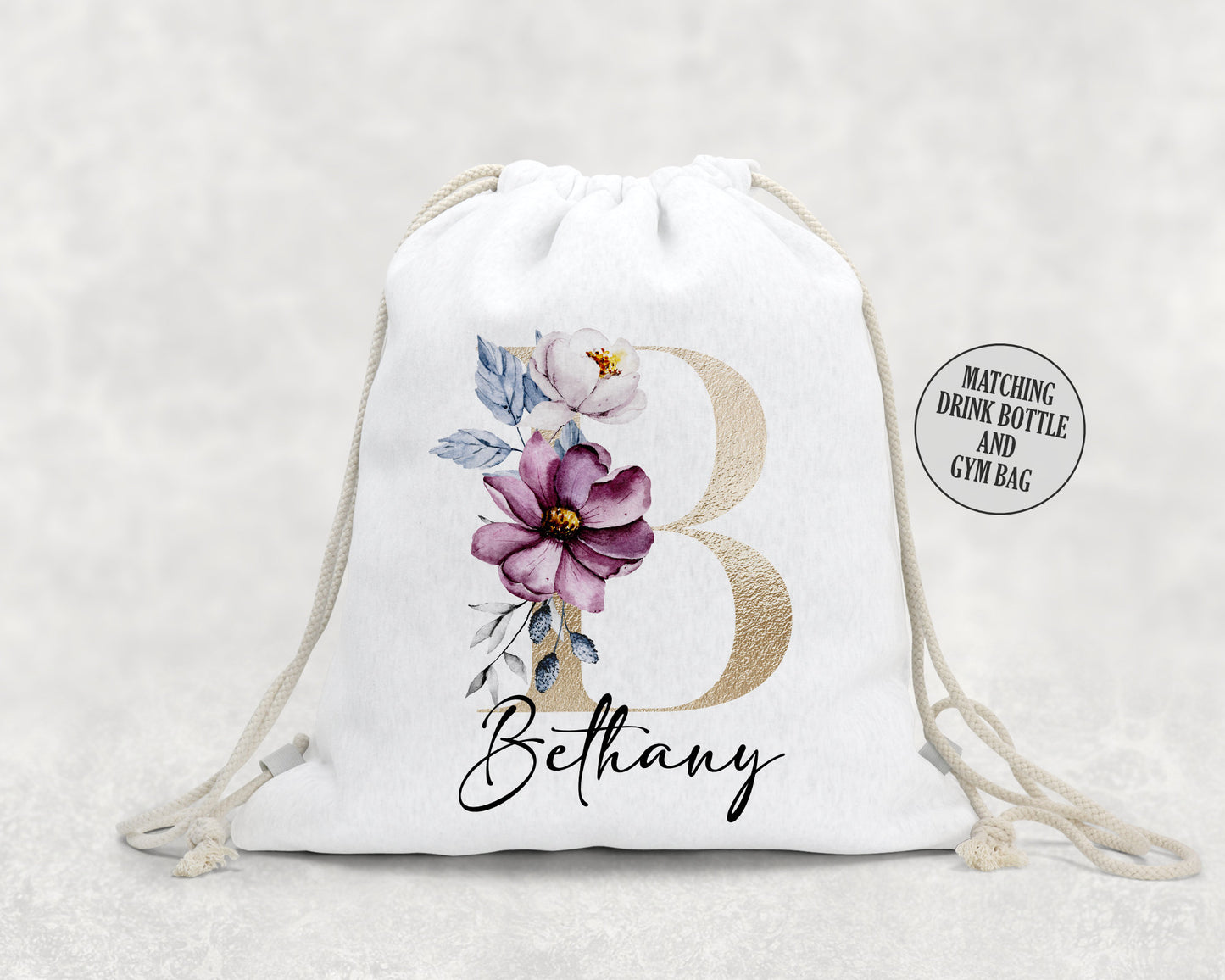 Personalised Floral Letter Lunch Bag, Bottle Bundle, Back to School Cool Bag Lunch Box, Kids Toddler Nursery, Alphabet Flowers Design