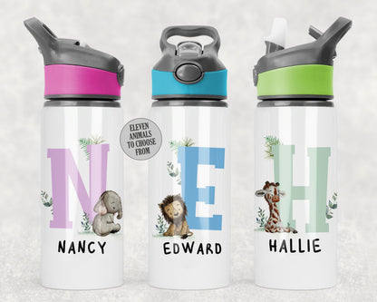 Personalised Safari Animal Lunch Bag, Bottle Bundle, Back to School Cool Bag, Lunch Box, Kids Toddler Nursery, Popular Design, Lion Giraffe