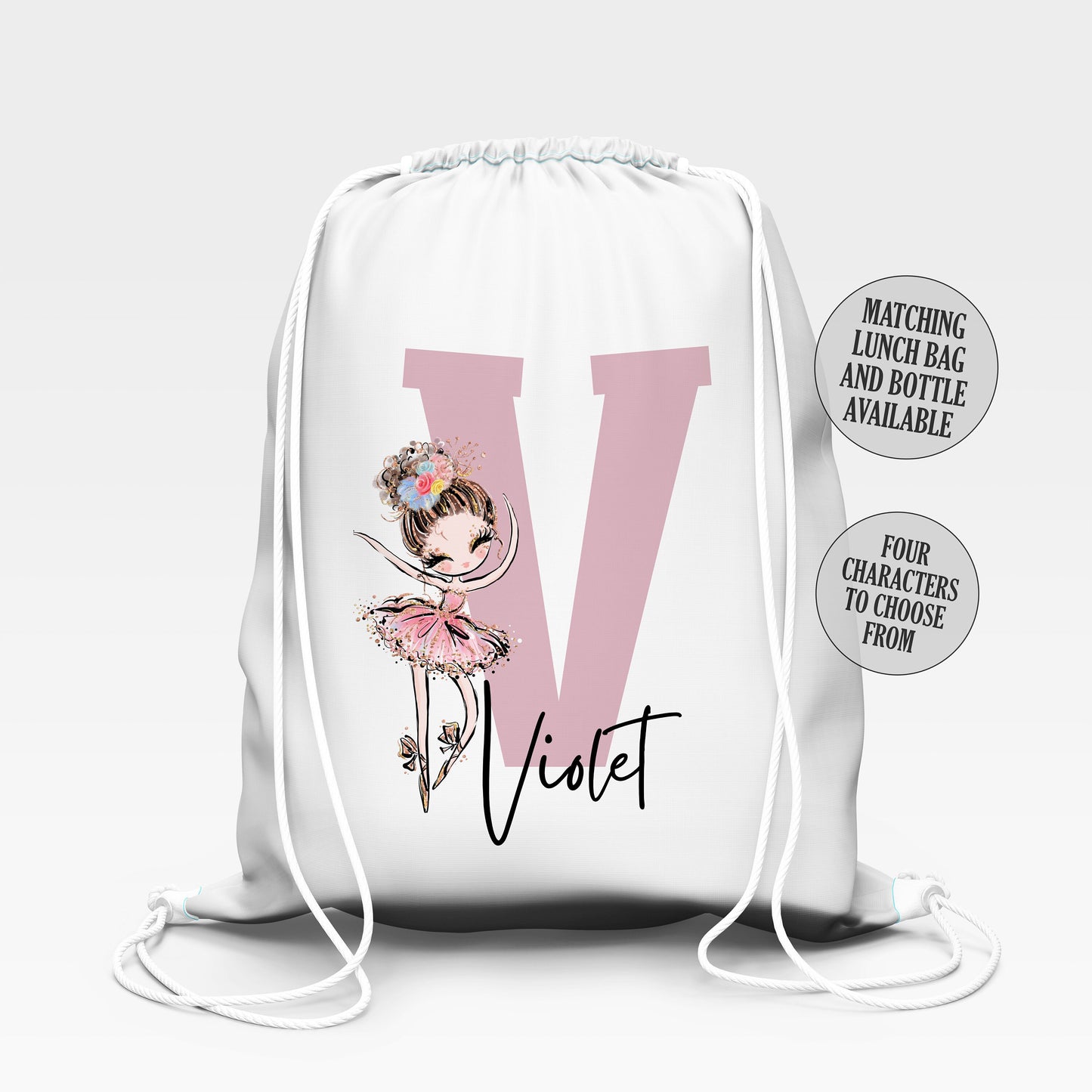 Personalised Ballet Dance Theme Lunch Bag, Bottle, PE Bag, Back to School Cool Bag Lunch Box Kids Toddler Nursery, Dancing Snack Bag