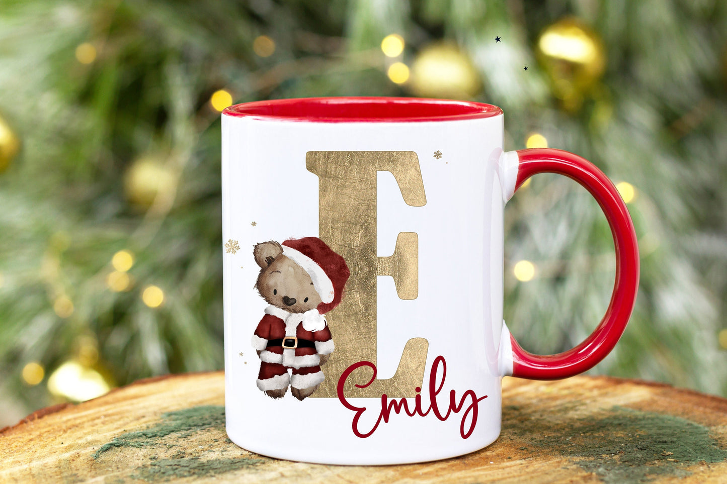 Santa Bear Initial Mug