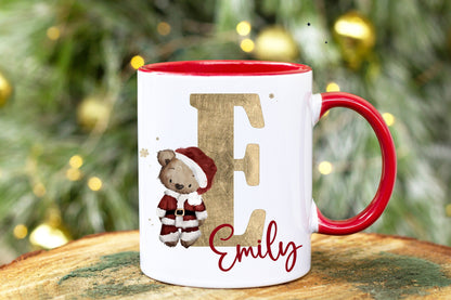 Santa Bear Initial Mug