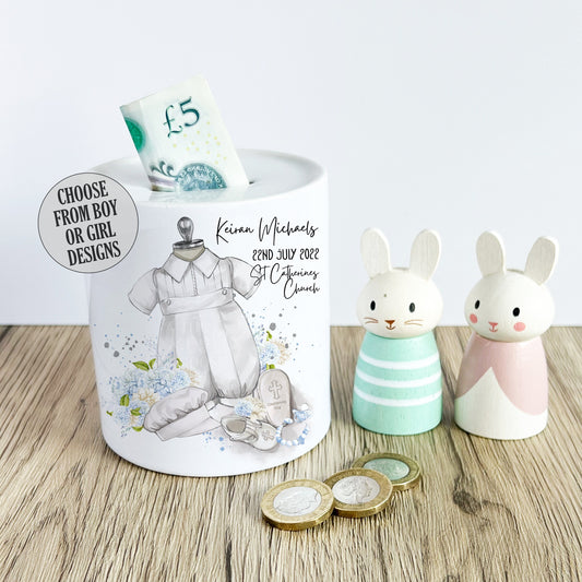 Christening Money Box Gift Idea, Personalised Coin Saver, Piggy Bank, Religious Cross, Great Gift for Kids, Savings Coin Bank Moneybox