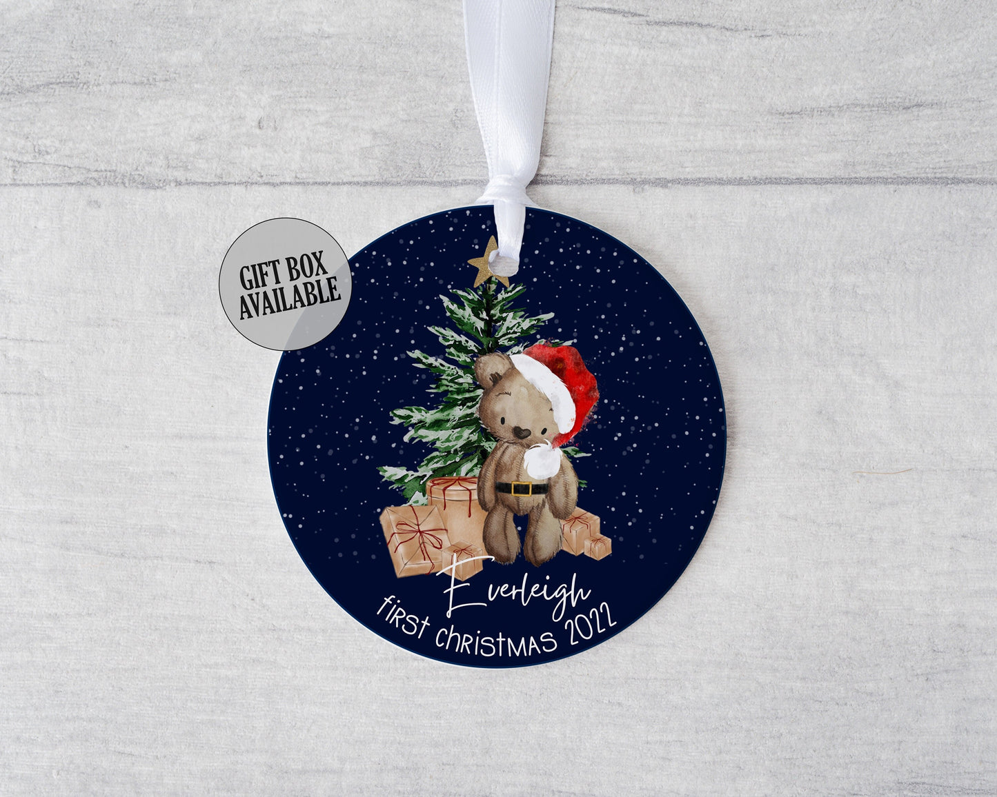 Santa Bear Ceramic Ornament