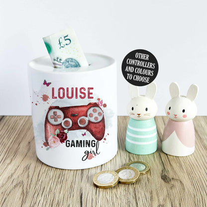 Gaming Legend Money Box, Personalised Gaming Coin Saver, Piggy Bank, Stocking Filler, Great Gift for Kids and Teenagers, Gaming Fund, Saving