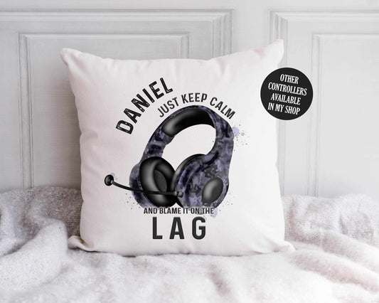 Gaming Cushion, Personalised Gamer Pillow, Christmas Gift Idea for Teenagers, Blame it on the Lag, Gaming Gift, Matching Blanket, Super Soft
