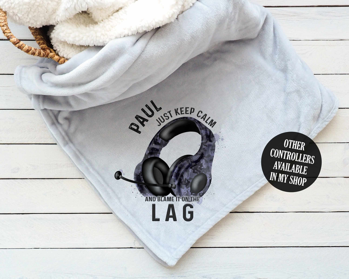 Personalised Gaming Blanket, Christmas Gamer Gift for Boys and Girls, Movie Night Throw, Stocking Filler, Blame it on the Lag