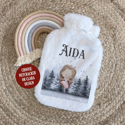 Personalised Hot Water Bottle, Nutcracker Christmas Gift Idea for Her or Him, Watercolour Design, Stocking Filler, Christmas Eve Box Idea