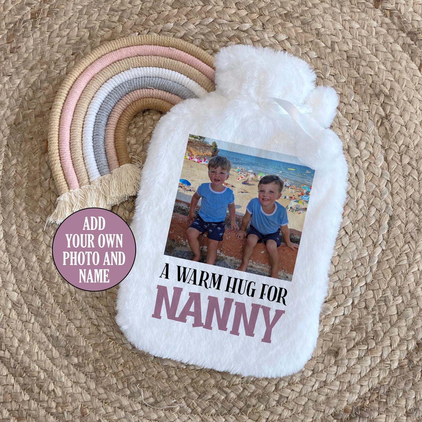 Personalised Photo Gift, Hot Water Bottle, Christmas Gift Idea for Her, Stocking Filler, Gift Idea for Mum, Nan, Dad, Grandad