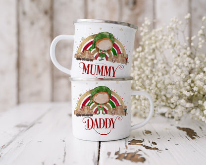 Hot Chocolate Mug, Personalised Elf Christmas Stocking Filler, Xmas Gift Idea, Father Christmas, Santa, Mrs Claus, Christmas Eve Box Idea