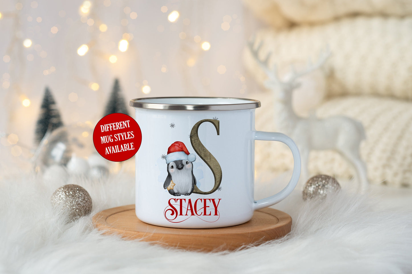 Hot Chocolate Mug, Personalised Christmas Stocking Filler, Xmas Gift Idea, xmas Penguin, Santa, Mrs Claus, Christmas Eve Box Idea