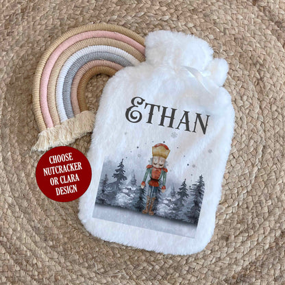 Personalised Hot Water Bottle, Nutcracker Christmas Gift Idea for Her or Him, Watercolour Design, Stocking Filler, Christmas Eve Box Idea