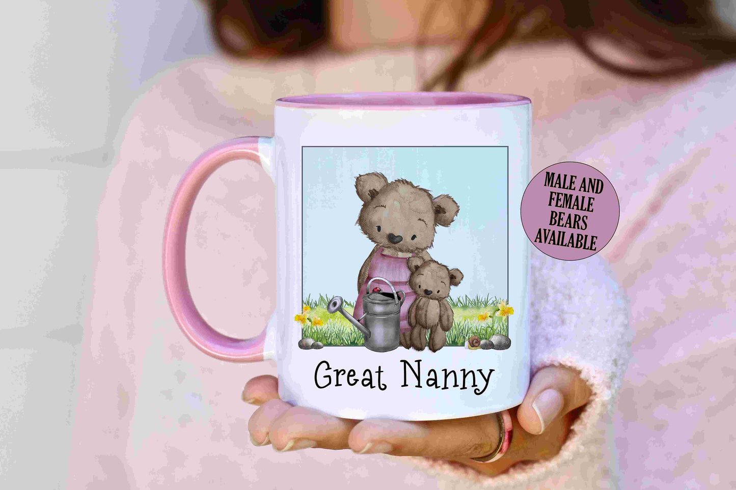 Personalised Grandad Nanny Mug, Male and Female Bear, Stocking Filler, Perfect Gift Idea for Her and Him, Mum, Nan, Dad, Grandad