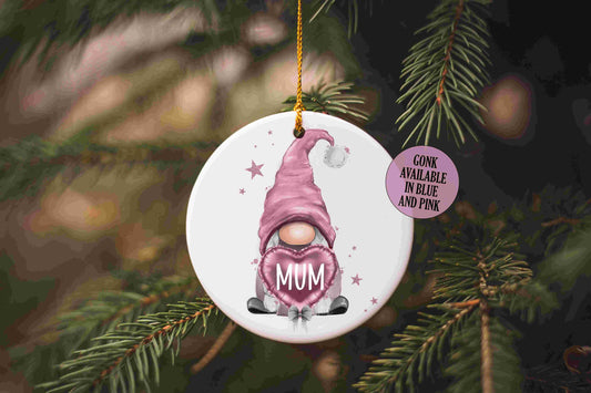 Personalised Gonk Christmas Ornament - Blue or Pink