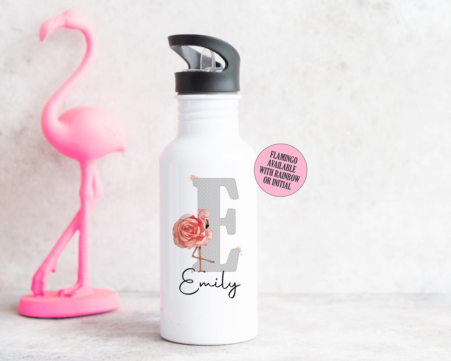 Flamingo Initial Water Bottle