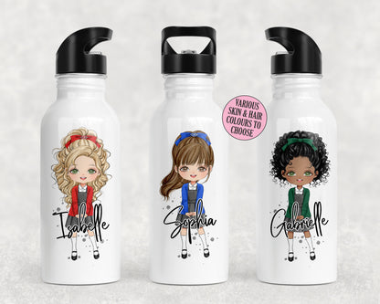 Girls School Uniform Character Water Bottle