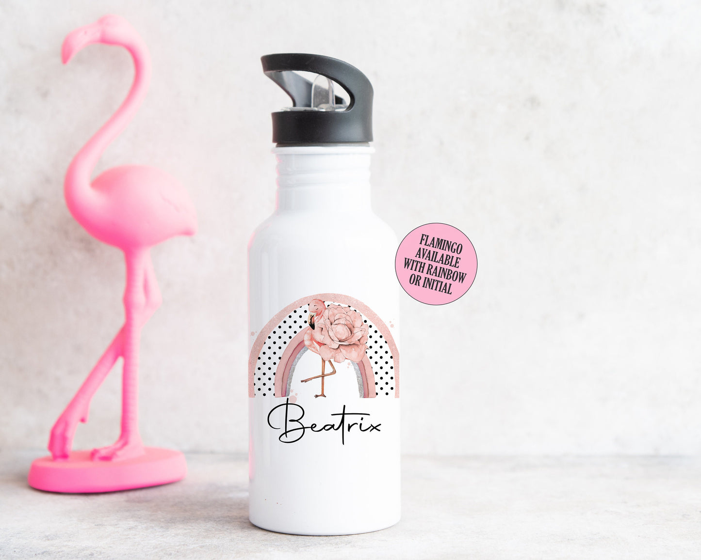 Flamingo Initial Water Bottle