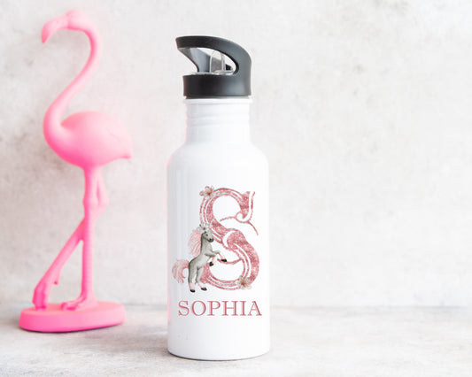 Unicorn Initial Water Bottle